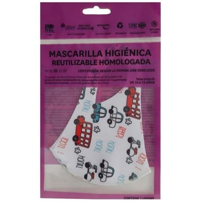 Mascarilla Infantil Lavable Vehículos