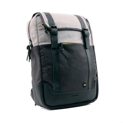 Heather gray and black rectangular backpack - water-repellent cotton