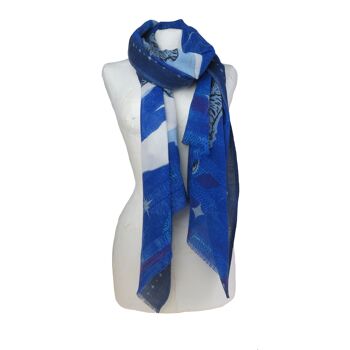 Foulard étole en laine motif ours polaire bleu marine 1