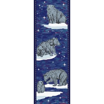 Foulard étole en laine motif ours polaire bleu marine 2