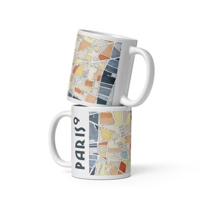 MUG illustrated with the Plan of the 9th arrondissement of PARIS