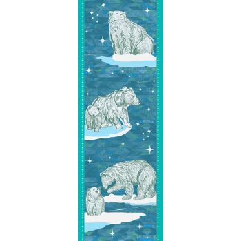 Foulard étole en laine Alaska motif ours polaire sur banquise bleu turquoise 2