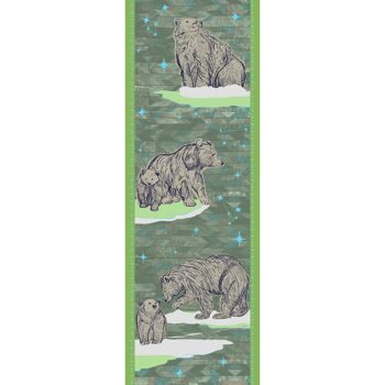 Etole foulard en laine motif ours polaire sur sa banquise, vert amande 2