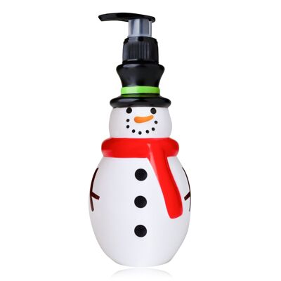 SNOW WORRIES hand soap in snowman-shaped pump dispenser, soap dispenser with liquid soap