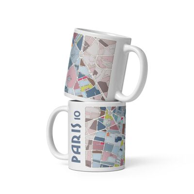 MUG illustrated with the MAP of the 10th arrondissement of PARIS