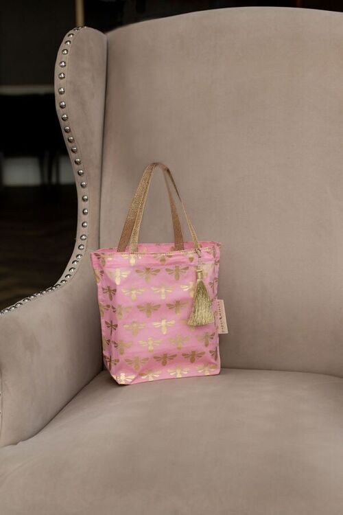 Fabric Gift Bags Tote Style - Marshmallow Bees (Medium)