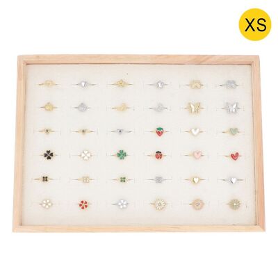 Kit of 36 XS rings - gold multi - FREE DISPLAY / KIT-BAG07-0320-D-MULTI