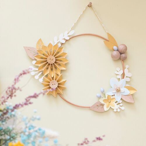 Couronne de Fleurs papiers - Décoration murale | Lilwenn | - Taille M