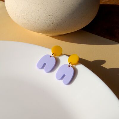 Golden Yellow Lilac Squishy Arch Arch Earrings