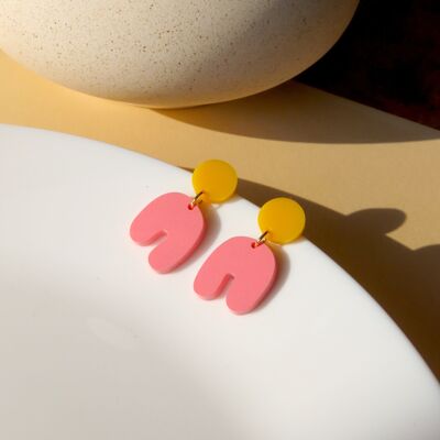 Golden Yellow Strawberry Squishy Arch Arch Earrings