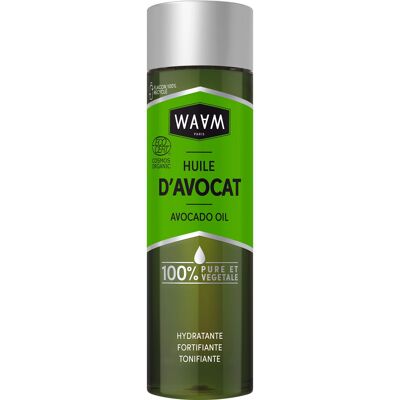 WAAM Cosmetics – Huile végétale d’Avocat BIO – 100% pure et naturelle – Première pression à froid – Huile nourrissante cheveux et peau – 75ml