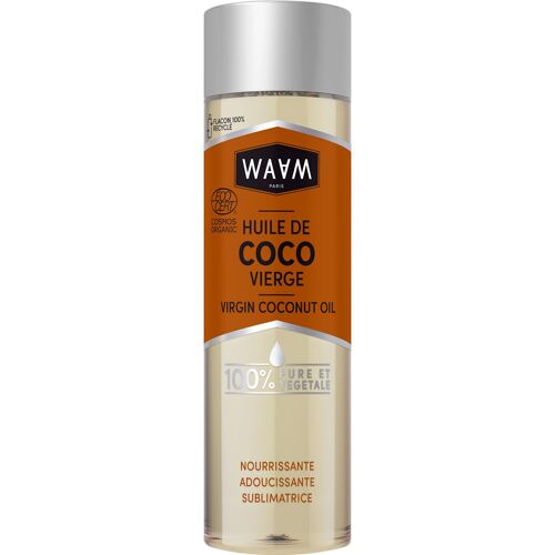 WAAM Cosmetics – Huile végétale de Coco BIO – 100% pure et naturelle – Première pression à froid – Huile nourrissante pour peau et cheveux– 75ml