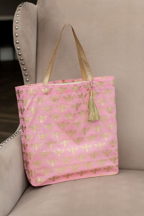Fabric Gift Bags Tote Style - Marshmallow Bees (Large)