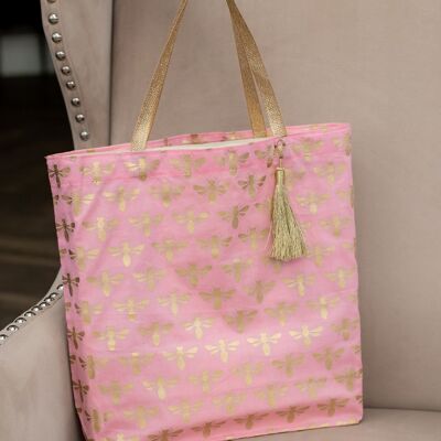 Fabric Gift Bags Tote Style - Marshmallow Bees (Large)