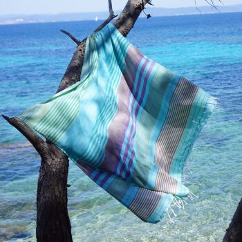 FOUTA EN COTON BIOLOGIQUE - Collection SUD - Couleur AQUA 5