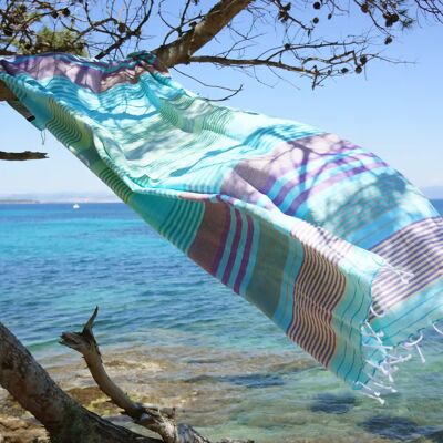 ORGANIC COTTON FOUTA - SUD Collection - AQUA color