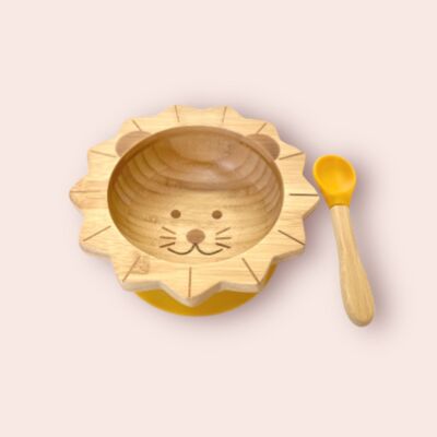 Baby Lion Essensset aus Bambus und Silikon (Schüssel + Löffel)