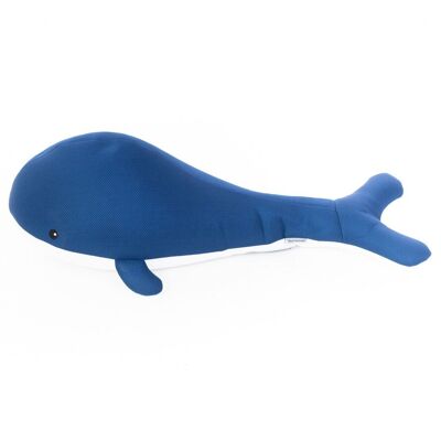 Westmann puf de tela con forma de animal nadador ballena | Azul | 50x104x30cm