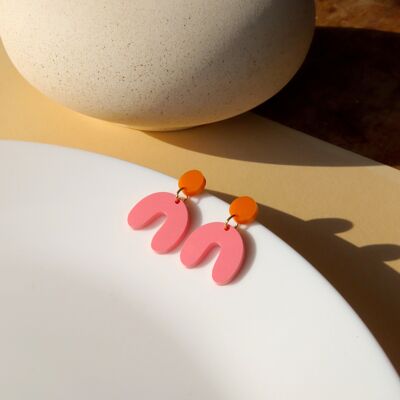Small Orange Yellow Strawberry Arch Arch Earrings