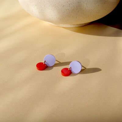 Boucles d'oreilles acryliques Big Dotty en rouge lilas