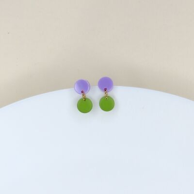 Boucles d'oreilles acryliques Dotty en olive lilas