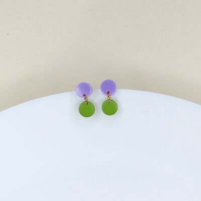 Dotty acrylic earrings in lilac olive