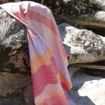 FOUTA EN COTON BIOLOGIQUE - Collection SUD - Couleur AZALEE 1