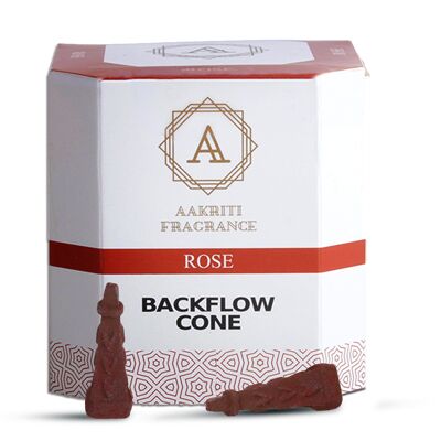 Aakriti Gallery Backflow Natural Incense Waterfall Cones Unique Shape for Backflow Incense for Prayer, Meditation, Relaxation Burner Holder Square Pyramid (25 pcs) - Rose