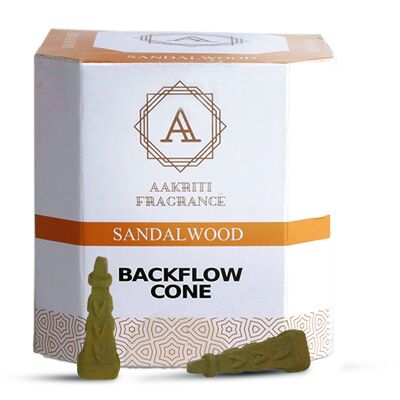 Aakriti Gallery Backflow Natural Incense Waterfall Cones Unique Shape for Backflow Incense for Prayer, Meditation, Relaxation Burner Holder Square Pyramid (25 pcs) - Sandalwood