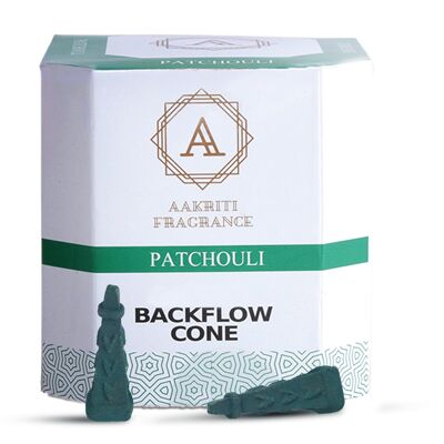 Aakriti Gallery Backflow Natural Incense Waterfall Cones Unique Shape for Backflow Incense for Prayer, Meditation, Relaxation Burner Holder Square Pyramid (25 pcs) - Patchouli