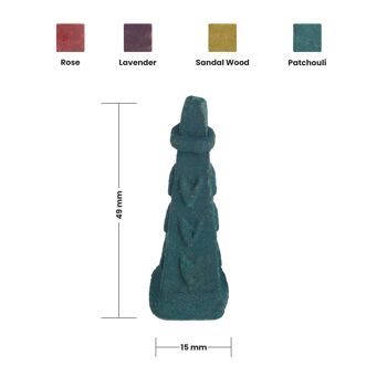 Aakriti Gallery Cônes d'encens naturels à reflux en forme de cascade, forme unique pour encens à reflux pour la prière, la méditation, la relaxation, support de brûleur pyramide carrée (25 pièces) – Patchouli 2