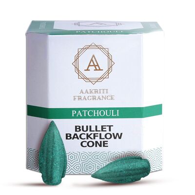 Aakriti Gallery Backflow Natural Incense Waterfall Cones Unique Shape for Backflow Incense for Prayer, Meditation, Relaxation Burner Holder Bullet (25 pcs) - Patchouli
