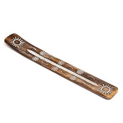Aakriti Premium Wooden Handmade Incense Holder Incense Burner Aromatherapy Ornament Home Decor Meditation Yoga (Sun)