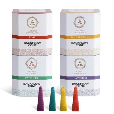 Aakriti Backflow Step Pyramid Shaped Vegan Friendly Incense Cones for Meditation, Aromatherapy & Yoga -100 Pcs
