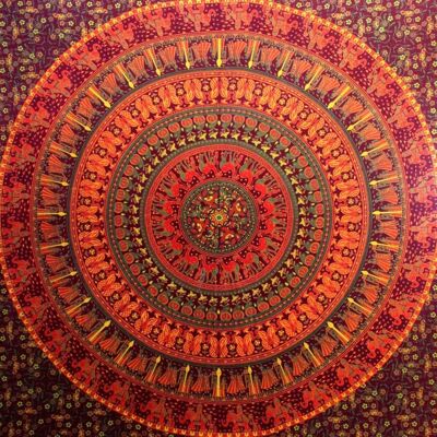 Aakriti Camel Elephant & Hippie Tapestry Mandala Tapestry Wall Hanging for Home Décor - Maroon (L 220 X W 200 Cm), (L 87 X W 79 In)