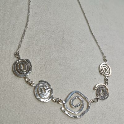 Necklace 5 hammered spirals on chain