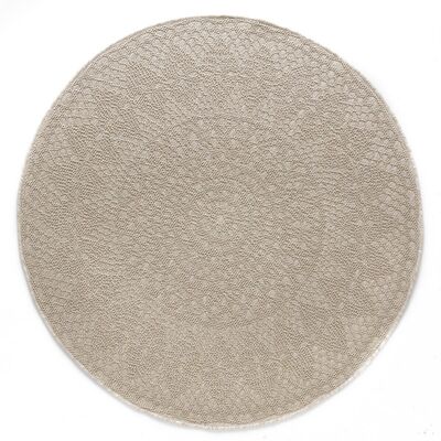 Tapis deco rond CROCHET Ivoire