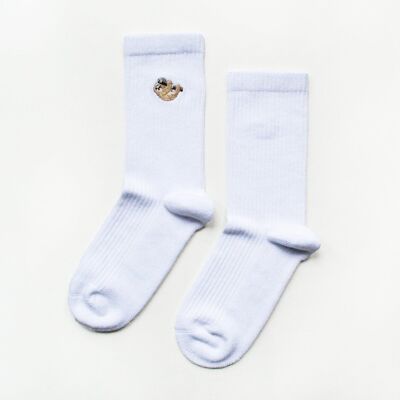 Sloth Socks | Ribbed Bamboo Socks | White Socks