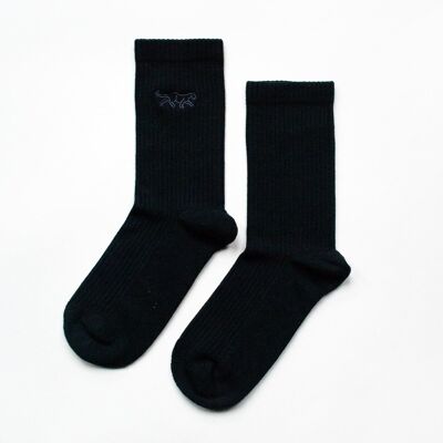 Chaussettes Panthère Noire | Chaussettes en bambou côtelées | Chaussettes noires