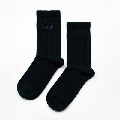 Black Panther Socken | Gerippte Bambussocken | Schwarze Socken