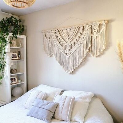 Large macramé and shell wall hanging "BORA"