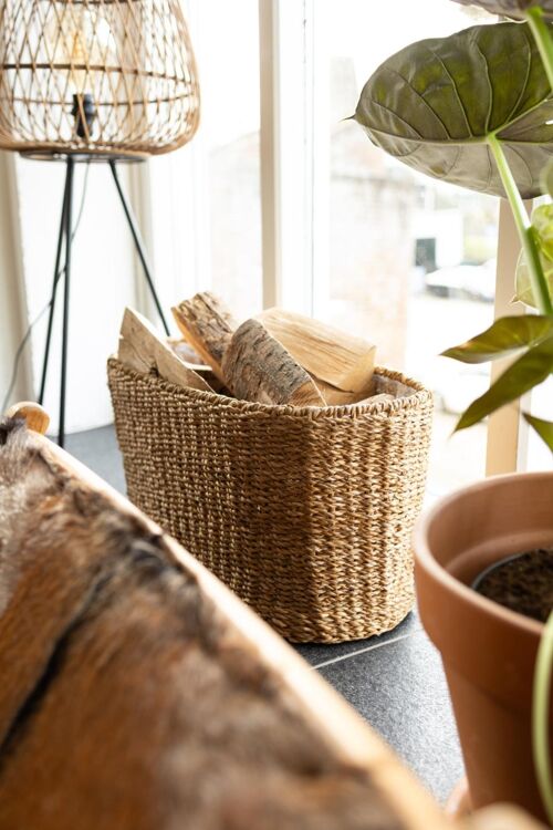 Basket Seagrass elongated (plant basket, opberger)
