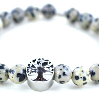 Bracelet en pierre naturelle jaspe dalmatien
