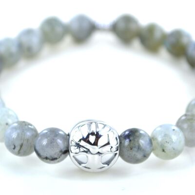 Bracelet en pierre naturelle labradorite et arbre de vie