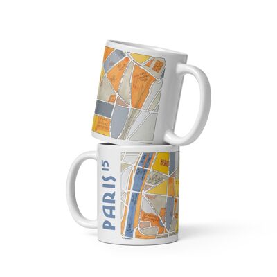MUG illustrated with the MAP of the 15th arrondissement of PARIS