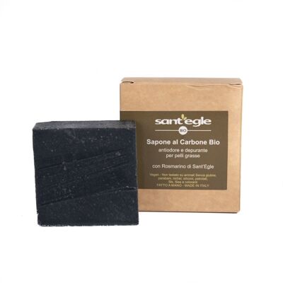 Organic activated carbon soap with rosemary, 100 gr