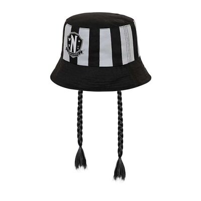 Wednesday Braid-Children's Bucket Hat, Black