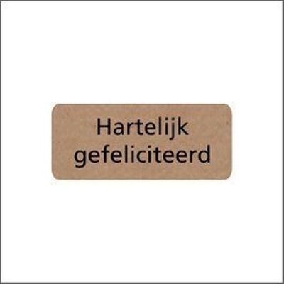 Hartelijk Gefeliciteerd - wensetiket - rol van 500