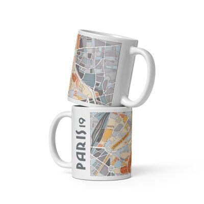 MUG illustrated with the MAP of the 19th arrondissement of PARIS
