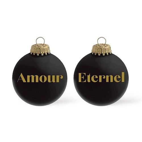 Boule de Noël Amour/Eternel NOIR MAT